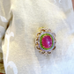 Bochic “Capri” Ruby, Blue Sapphire & Multi Gem Brooch Set In 18K Gold & Silver