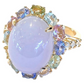 “Capri” Natural Lilac Jade Cocktail Ring Set in 18k Gold & Silver