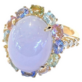 “Capri” Natural Lilac Jade Cocktail Ring Set in 18k Gold & Silver