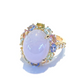 “Capri” Natural Lilac Jade Cocktail Ring Set in 18k Gold & Silver