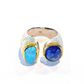 “Capri” Opal & Blue Sapphire Cocktail Ring Set in 18k Gold & Silver