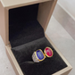 “Capri” Opal & Blue Sapphire Cocktail Ring Set in 18k Gold & Silver