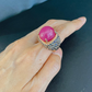 “Capri” Red Ruby & Blue Sapphire Cocktail Ring Set in 22k Gold & Silver
