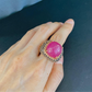 “Capri” Red Ruby & Blue Sapphire Cocktail Ring Set in 22k Gold & Silver