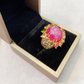 “Capri” Red Ruby & Blue Sapphire Cocktail Ring Set in 22k Gold & Silver