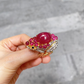 “Orient” Red Ruby & White Topaz Cocktail Ring Set in 22k Gold & Silver