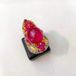 “Orient” Red Ruby & White Topaz Cocktail Ring Set in 22k Gold & Silver