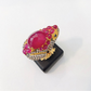 “Orient” Red Ruby & White Topaz Cocktail Ring Set in 22k Gold & Silver