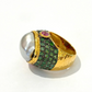 Bochic “Orient” Tahiti Pearl & Multi Gem Ring Set in 18k Gold & Silver, Size Us 7