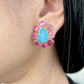 Bochic “Orient” Blue Opal & Red Ruby Earrings Set in 18k Gold & Silver - 2 Pieces