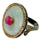 Bochic “Orient” Jade & Multi Gem Ring Set in 18k Gold & Silver Size 7