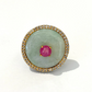 Bochic “Orient” Jade & Multi Gem Ring Set in 18k Gold & Silver Size 7