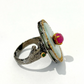 Bochic “Orient” Jade & Multi Gem Ring Set in 18k Gold & Silver Size 7