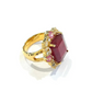 Bochic “Orient” Red Ruby & Multi Sapphire Cocktail Ring Set in 18k Gold & Silver Size 7
