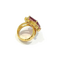 Bochic “Orient” Red Ruby & Multi Sapphire Cocktail Ring Set in 18k Gold & Silver Size 7