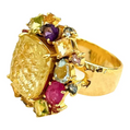 Bochic Candy Cocktail Multi Gem Ring Set in 18k Gold & Silver Size 7