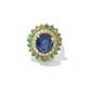 Bochic “Orient” Blue Sapphire, Emerald & Diamond Ring Set in 18k & Silver Size 7