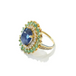 Bochic “Orient” Blue Sapphire, Emerald & Diamond Ring Set in 18k & Silver Size 7