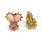 Bochic “Orient” Ruby, Coral & Multi Sapphire Earrings Set in 18k & Silver - 2 Pieces