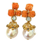 Bochic “Orient” Pearl, Coral & Multi Sapphire Earrings Set in 18k & Silver - 2 Pieces