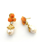 Bochic “Orient” Pearl, Coral & Multi Sapphire Earrings Set in 18k & Silver - 2 Pieces