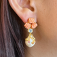 Bochic “Orient” Pearl, Coral & Multi Sapphire Earrings Set in 18k & Silver - 2 Pieces
