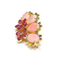 Bochic “Orient” Coral, Multi Sapphires & Ruby Brooch Set in 18k Gold & Silver