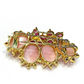 Bochic “Orient” Coral, Multi Sapphires & Ruby Brooch Set in 18k Gold & Silver