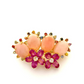 Bochic “Orient” Coral, Multi Sapphires & Ruby Brooch Set in 18k Gold & Silver