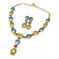Bochic "Orient" Lemon Quartz , Topaz & Rubies in 18k Gold & Silver Set - 3 Pieces