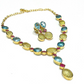 Bochic "Orient" Lemon Quartz , Topaz & Rubies in 18k Gold & Silver Set - 3 Pieces