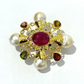 Bochic “Orient” Multi Sapphires & Ruby Brooch Set in 18k Gold & Silver