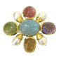 Bochic “Orient” Italian Multi Sapphires & Multi Gem Brooch Set in 18k Gold & Silver
