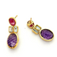 Bochic “Orient” Ruby & Topaz & Carved Amethyst Earrings Set in 18k & Silver - 2 Pieces