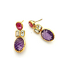 Bochic “Orient” Ruby & Topaz & Carved Amethyst Earrings Set in 18k & Silver - 2 Pieces