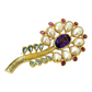 Bochic “Orient” Amethyst, Topaz, Pearl & Ruby Brooch Set in 18k Gold & Silver