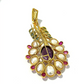 Bochic “Orient” Amethyst, Topaz, Pearl & Ruby Brooch Set in 18k Gold & Silver