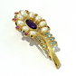 Bochic “Orient” Amethyst, Topaz, Pearl & Ruby Brooch Set in 18k Gold & Silver