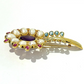 Bochic “Orient” Amethyst, Topaz, Pearl & Ruby Brooch Set in 18k Gold & Silver