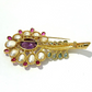 Bochic “Orient” Amethyst, Topaz, Pearl & Ruby Brooch Set in 18k Gold & Silver