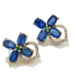 Bochic “Orient” Diamond, Emerald & Tanzanite Stud Earrings Set 18k Gold & Silver - 2 Pieces