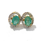 Bochic “Orient” Diamond & Emerald Stud Earrings Set in 18k Gold & Silver - 2 Pieces