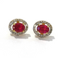 Bochic “Orient” Diamond & Ruby Stud Earrings Set in 18k Gold & Silver - 2 Pieces