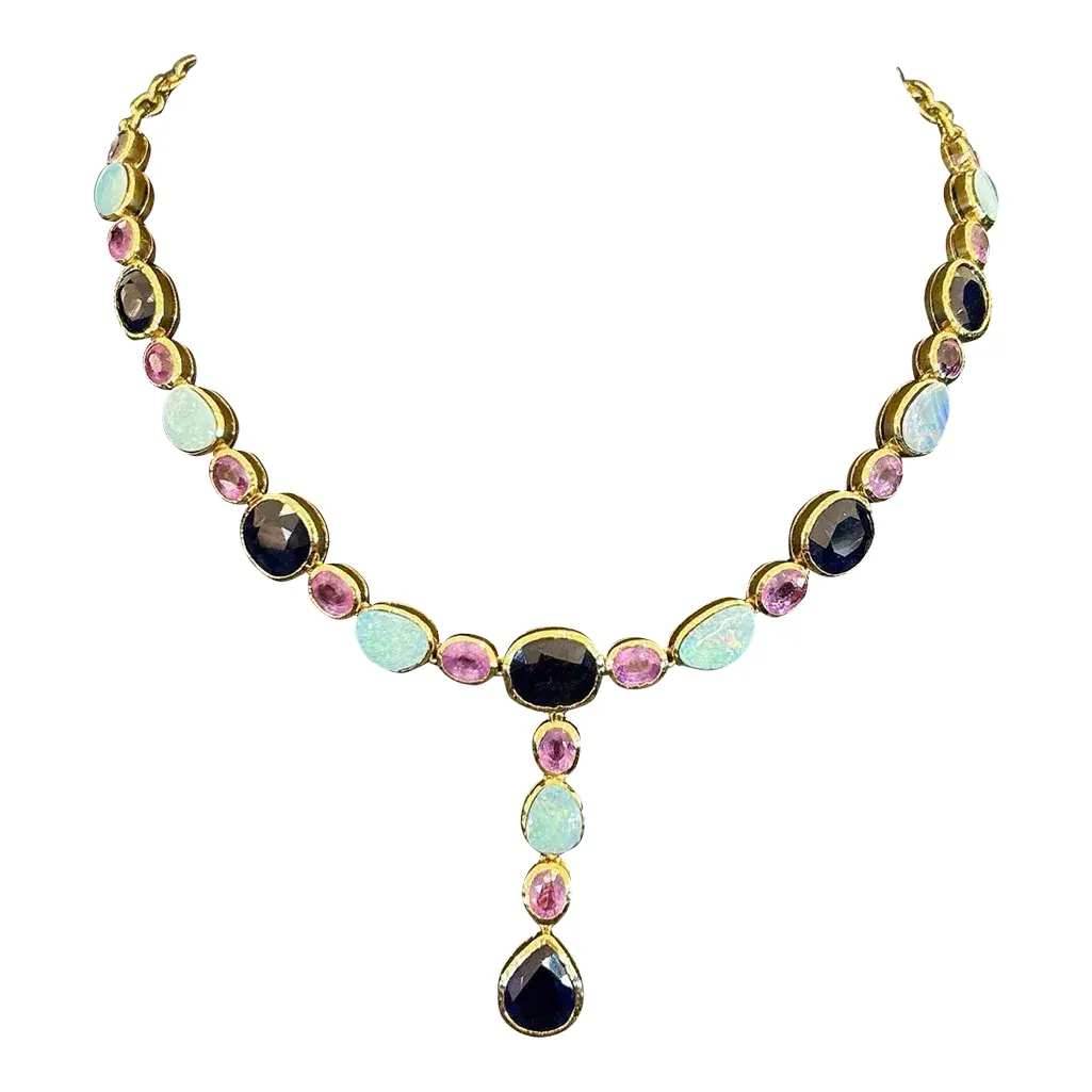 Bochic “Baroque” Ruby, Sapphire & Blue Opal Set in 18k Gold and Silver