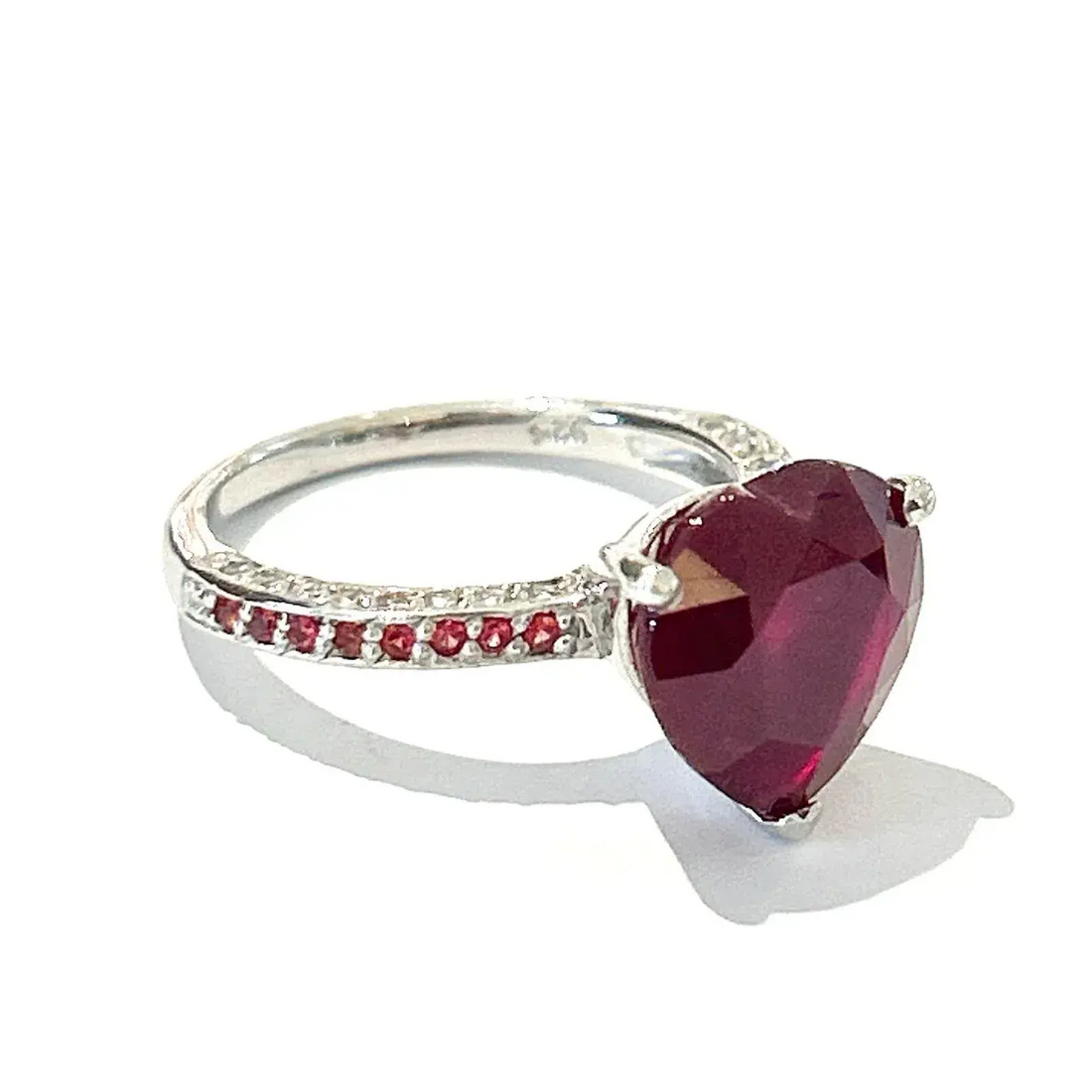 Bochic “Orient” Diamond & Ruby Vintage Solitaire Ring Set in 18k & Silver Size Us 7