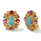 Bochic “Orient” Opal, Ruby, Sapphire & Multi Gem Earrings Set 18k Gold & Silver - 2 Pieces