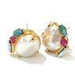 Bochic “Orient” Opal, Ruby & Multi Gem Earrings Set 18k Gold & Silver - 2 Pieces
