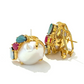 Bochic “Orient” Opal, Ruby & Multi Gem Earrings Set 18k Gold & Silver - 2 Pieces