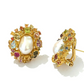 Bochic “Orient” Pearl, Ruby, Sapphire & Multi Gem Earrings Set 18k Gold & Silver - 2 Pieces
