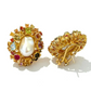 Bochic “Orient” Pearl, Ruby, Sapphire & Multi Gem Earrings Set 18k Gold & Silver - 2 Pieces